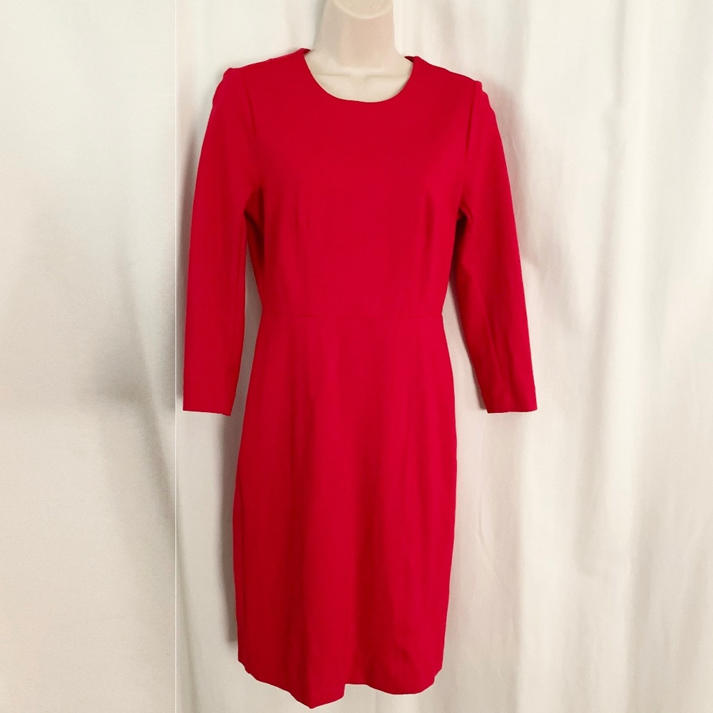 J. Crew Solid Red Zip Ponte Dress 3/4